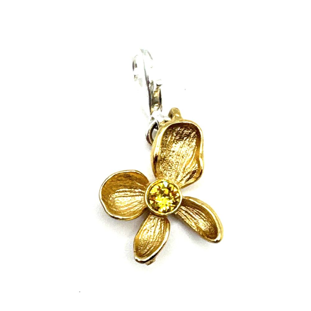 Brighton Everbloom Flower Garden Yellow Crystal Center Custom Gold Clip Charm